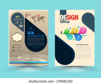 Vector brochure template design. Business graphics brochures. Used for cover layout, infographics, brochures, flyers and prints.