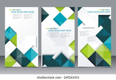 Vector brochure template design with cubes and arrows elements. 