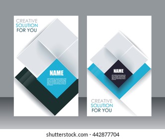 Vector brochure template design with cubes and translucent folds elements.