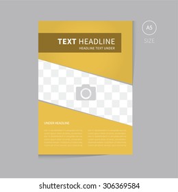 Vector brochure template design in gold / Clean and modern flyer for business presentation with place to photo in gold color.