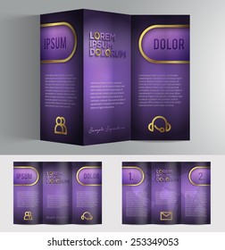Vector brochure template design golden elements