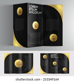 Vector brochure template design with golden elements
