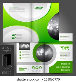 Vector brochure template design with green round elements. EPS 10