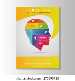 Vector brochure template design with infographic head. Vector