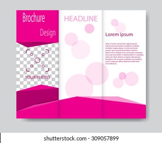 Vector brochure template design with pink elements. EPS 10