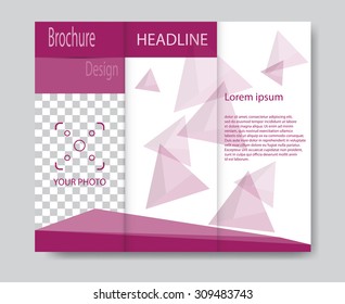 Vector brochure template design with purple elements. EPS 10