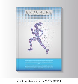 Vector brochure template design with Running girl. Vector