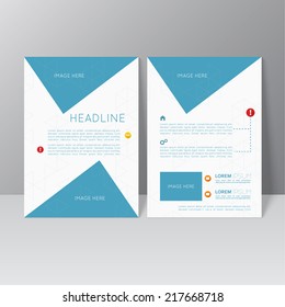 Vector brochure template design with triangles, icons and different elements. Flyer or booklet Layout. catalog