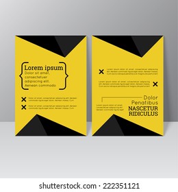 Vector brochure template design with triangles, icons and different elements. Flyer or booklet Layout.
