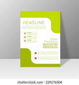 Vector brochure template design with triangles, icons and different elements. Flyer or booklet Layout.