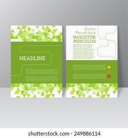 Vector brochure template design with triangles.