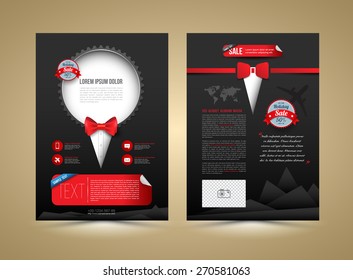 Vector brochure template design tuxedo style. Business graphics brochures. Used for cover layout, infographics, brochures, flyers and prints and  for promotion poster.
