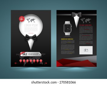 Vector brochure template design tuxedo style. Business graphics brochures. Used for cover layout, infographics, brochures, flyers and prints and  for promotion poster.