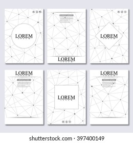 Vector brochure template, flyer, cover magazine in A4 size. Structure molecule of DNA and neurons. Abstract background. Medicine, science and technology