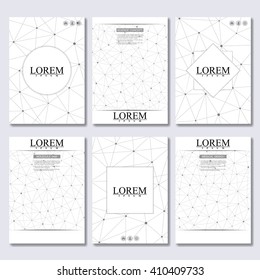 Vector brochure template, flyer, cover magazine in A4 size. Structure molecule of DNA and neurons. Abstract background. Medicine, science and technology. 