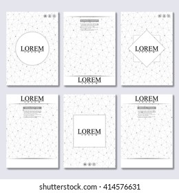 Vector brochure template, flyer, cover magazine in A4 size. Structure molecule of DNA and neurons. Abstract background. Medicine, science and technology.