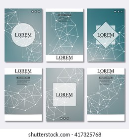 Vector brochure template, flyer, cover magazine in A4 size. Structure molecule of DNA and neurons. Abstract background. Medicine, science and technology. 
