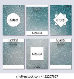 Vector brochure template, flyer, cover magazine in A4 size. Structure molecule of DNA and neurons. Abstract background. Medicine, science and technology.