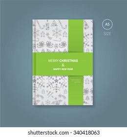 vector brochure template with green ribbon across / christmas brochure template 