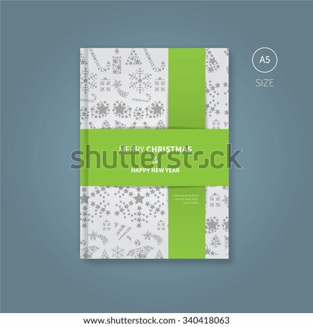 vector brochure template with green ribbon across / christmas brochure template 