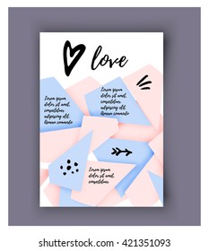 vector brochure template with heart. love the background in pastel colors for a magazine cover,greeting cards.