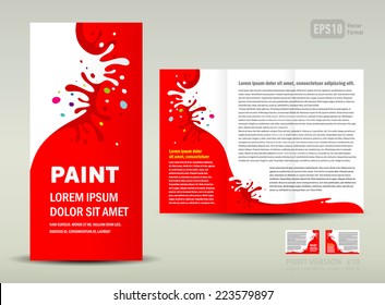 Vector Brochure Tri-fold Layout Design Template paint splash