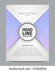 Vector brochure with vintage vignette background. Cover, poster, banner, flyer design.