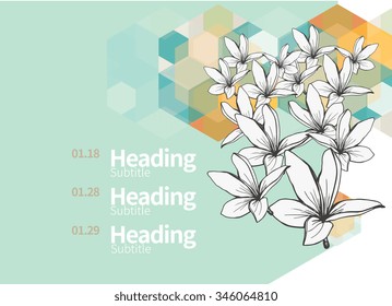 Vector Brochure / Web Page Catalog Design Template with Flowers