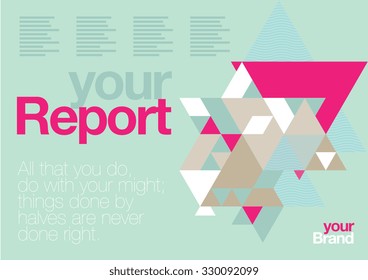 Vector Brochure or Website Page Layout Design Template with Abstract
 Triangles