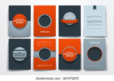 Vector brochures with doodles backgrounds on Presidents Day theme