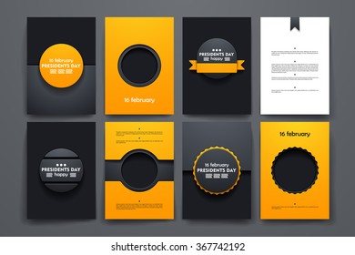 Vector brochures with doodles backgrounds on Presidents Day theme