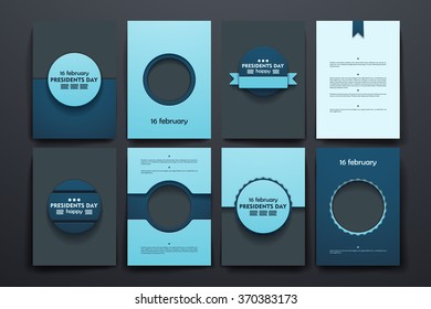 Vector brochures with doodles backgrounds on Presidents Day theme