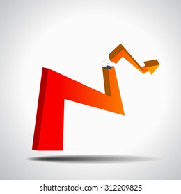 Vector : Broken 3D growth graph on gray background