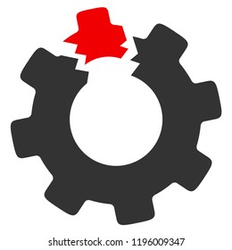 Vector broken cog illustration. An isolated illustration on a white background.