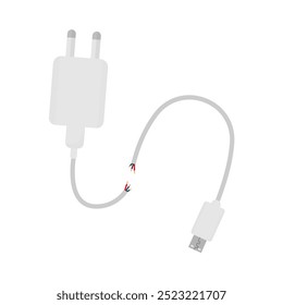 vetor de cabos de carregamento quebrados ou danificados do telefone celular, eletricidade perigosa