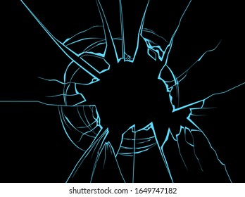 Vector broken glass. Isolated cracked glass effect.Glass with holle.