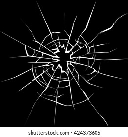 Vector broken glass. Isolated cracked glass effect.