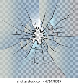 Vector broken glass. Isolated cracked glass effect.