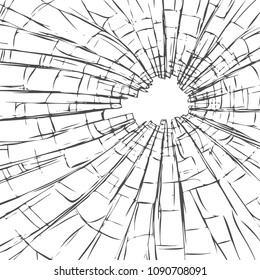 Vector broken glass. Isolated realistic cracked glass effect, concept element. To use Complete Glass texture release clipping mask.