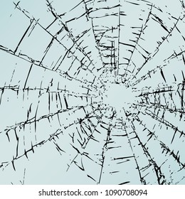 Vector broken glass. Isolated realistic cracked glass effect, concept element. To use Complete Glass texture release clipping mask.