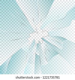 Vector broken glass, on a plaid background. With the effect of transparency for each color of the mood background