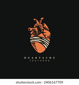 Vector of broken heart or heartache design illustration