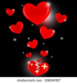 Vector broken heart. Vector illustration