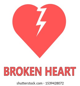 Vector broken heart,health problem ,painful love, suffering love icon isolated white background illustrator, sad and unhappy symbol, heart break, mind broken,no good health