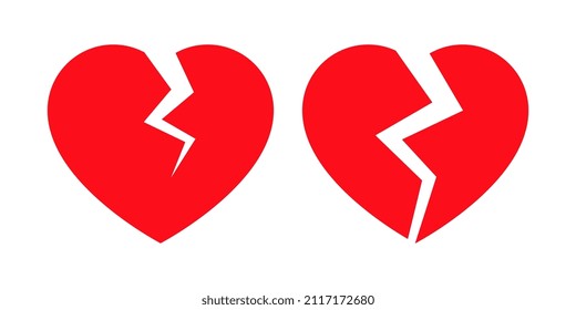 Vector Broken Hearts Illustration on White Background