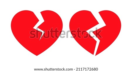 Vector Broken Hearts Illustration on White Background