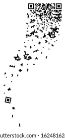 vector broken qr code, qr code containing important information, danger of technology