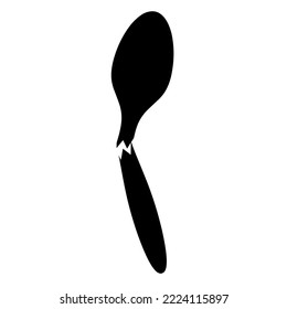 Vector broken spoon on a white background. Great for cutlery logos, brittle, broken, bent, not durable.