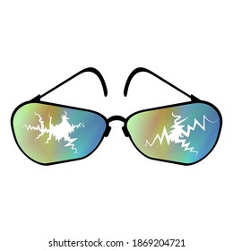 Icono de gafas de sol rotas por vectores aislado en fondo blanco.