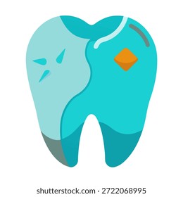 Vector of a broken tooth on white background.